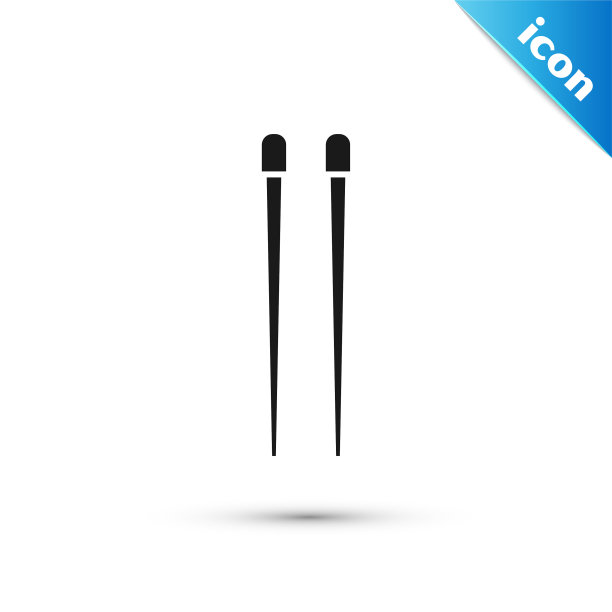 黑色食物筷子图标孤立在白色图片下载