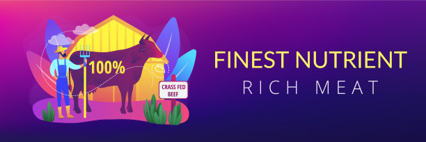 草饲牛肉概念横幅头图片下载