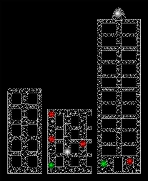 明亮的网丝框架城市与耀斑图片下载