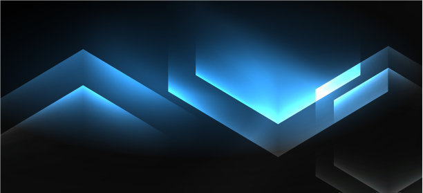 霓虹色六边形在黑色上形成线条图片下载