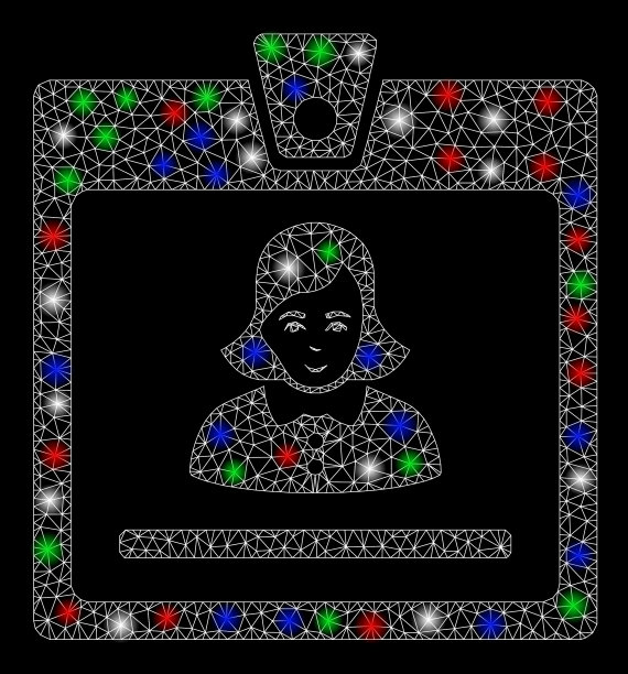 明亮的网丝框架妇女徽章与火炬图片下载