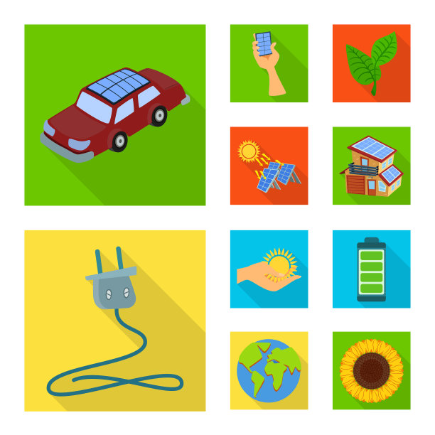 孤立的对象太阳能和面板图标图片下载