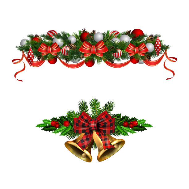 圣诞装饰用冷杉树金色的叮当声图片下载