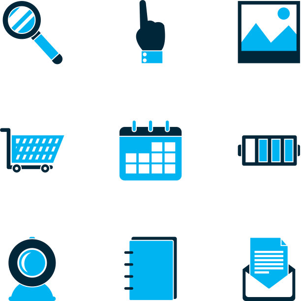 互联网东西收集图标蓝色风格图片下载