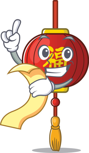 可爱的亚洲灯笼卡通人物与菜单图片下载