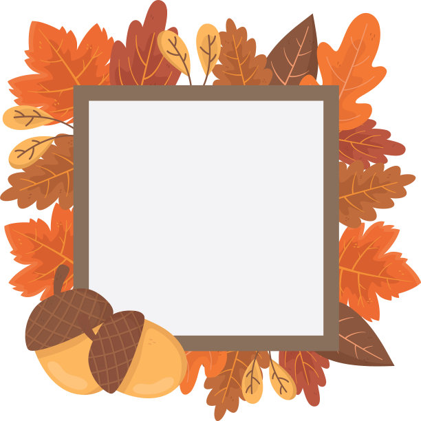 秋叶叶装饰框白色图片下载