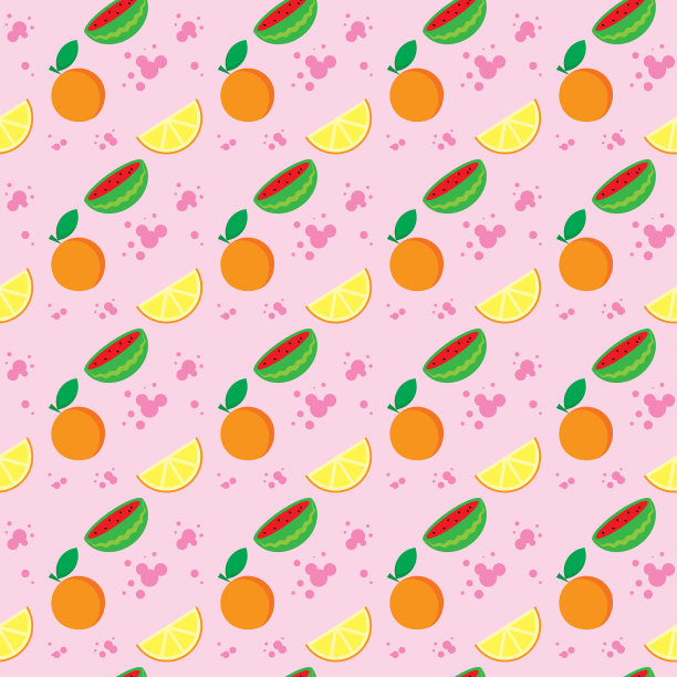 橘子和西瓜无缝图案图片下载