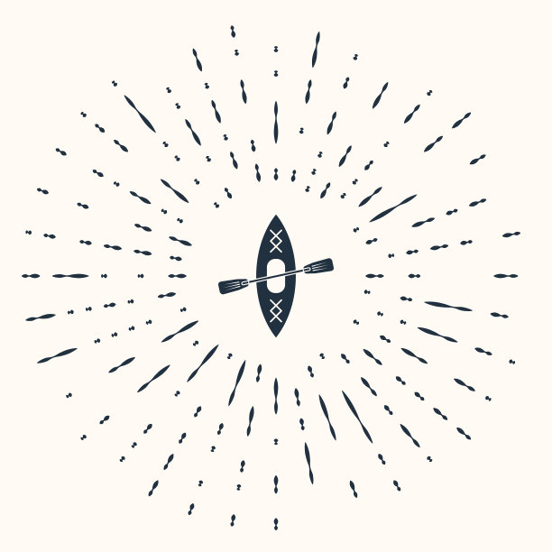 灰色皮艇和桨图标孤立在米色图片下载