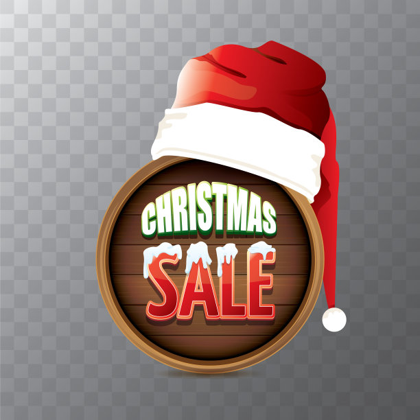 圣诞特卖标签红色的圣诞老人帽图片下载