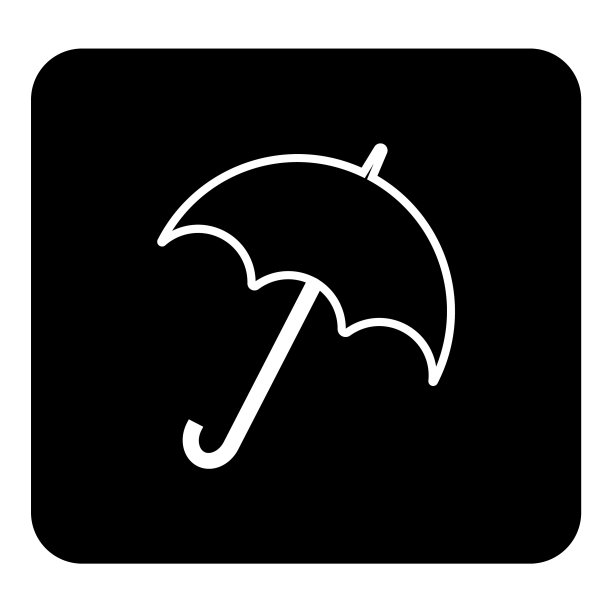 伞图标白色在黑色的背景图片下载