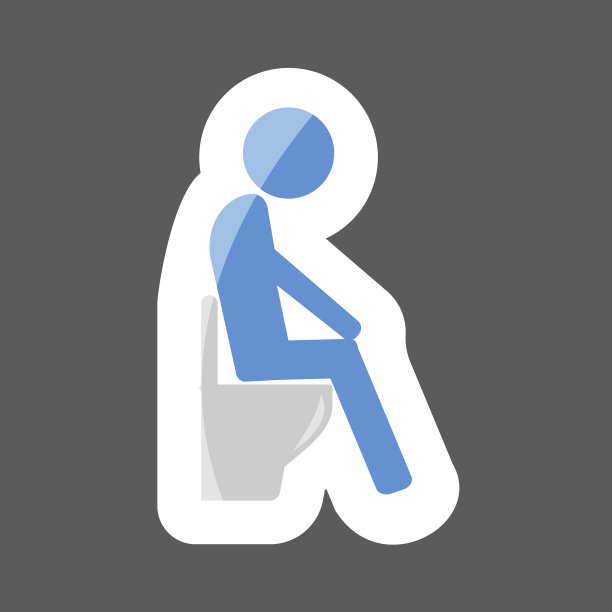 男人坐在马桶上设置彩色贴纸图标图片下载