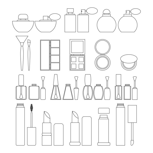 将化妆品对象设置为平面风格图片下载