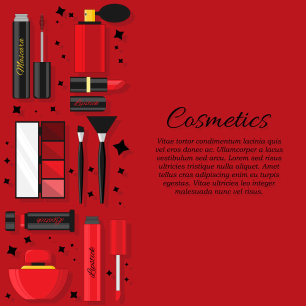 扁平化妆品和美容卡的概念图片下载