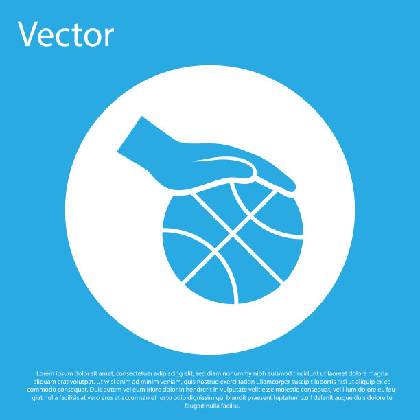 蓝色手与篮球图标隔离图片下载