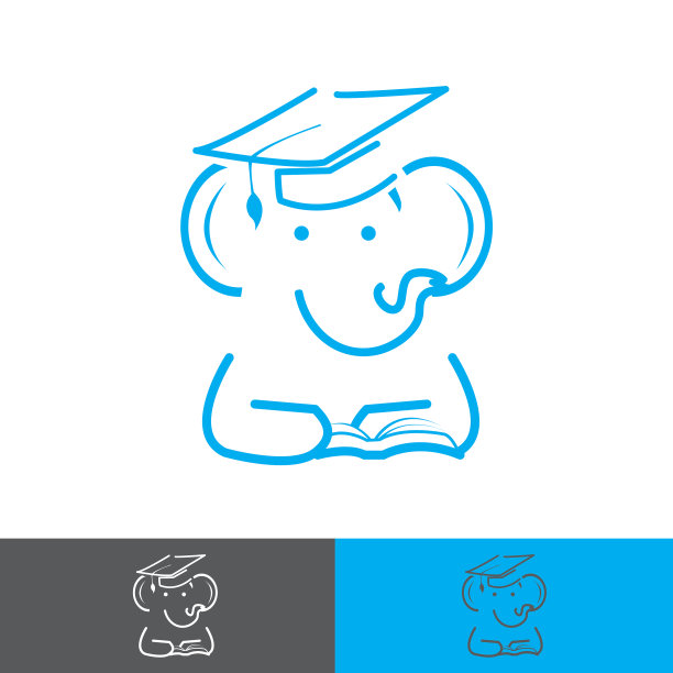 大象戴着毕业帽，看书图片下载