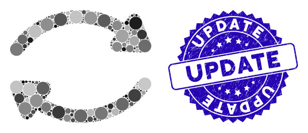 拼贴更新图标与grunge更新邮票图片下载