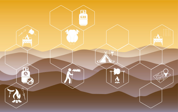 带有旅行和露营装备的海报图片下载