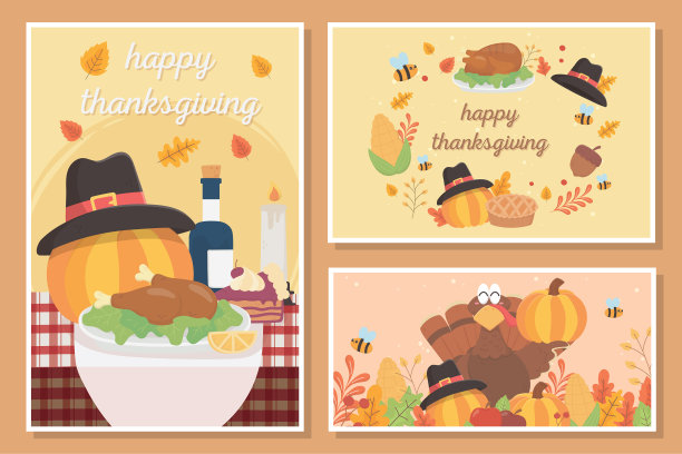 感恩节庆祝卡片食物火鸡快乐图片下载
