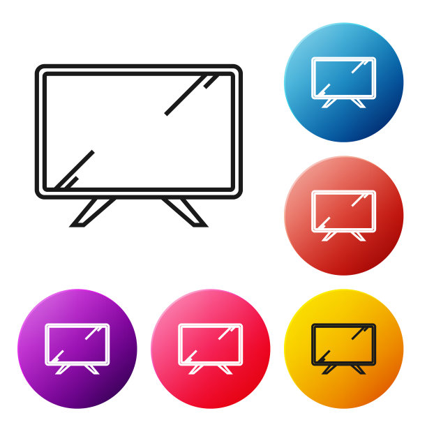 黑线智能电视图标孤立在白色图片下载