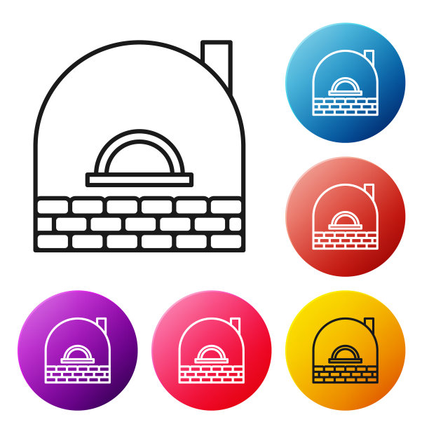 黑线砖炉图标孤立在白色图片下载