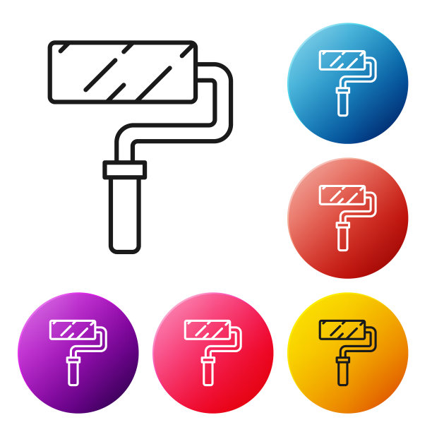 黑线漆辊刷隔离上的图标图片下载