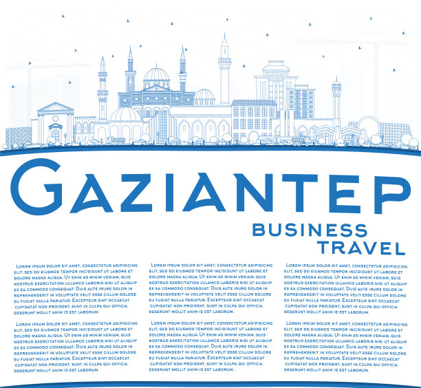 用蓝色勾勒出加齐安泰普土耳其城市的天际线图片下载