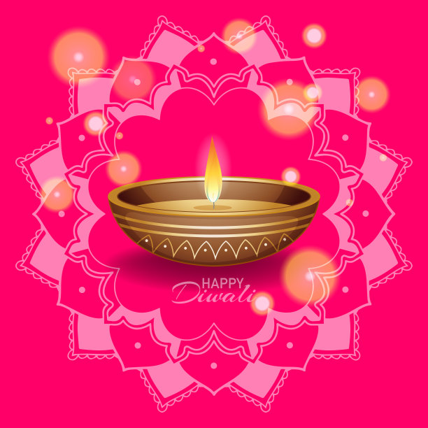 以曼荼罗图案为背景的快乐排灯节图片下载