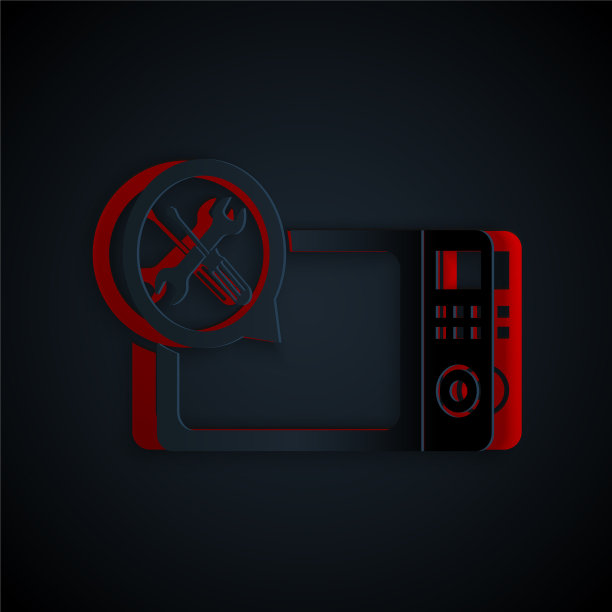 剪纸微波炉与螺丝刀和图片下载