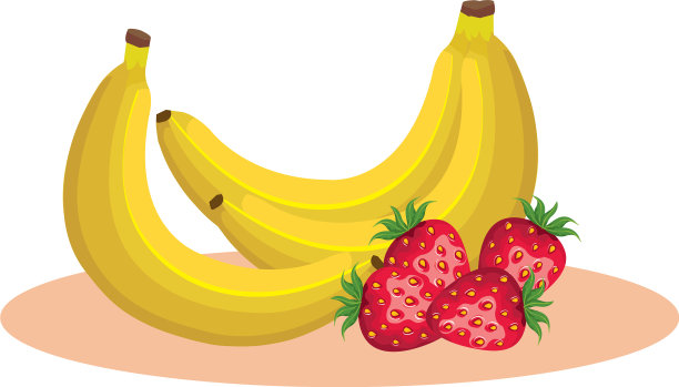 隔离香蕉和草莓设计图片下载