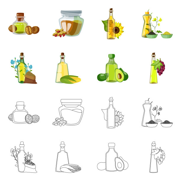 隔离对象健康和蔬菜图标集图片下载