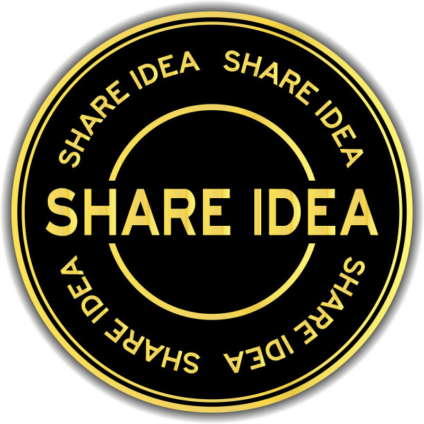 金色分享创意字圆贴纸上白色图片下载