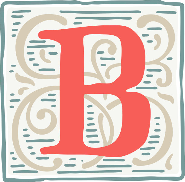 文艺复兴b字母标志在经典复古图片下载