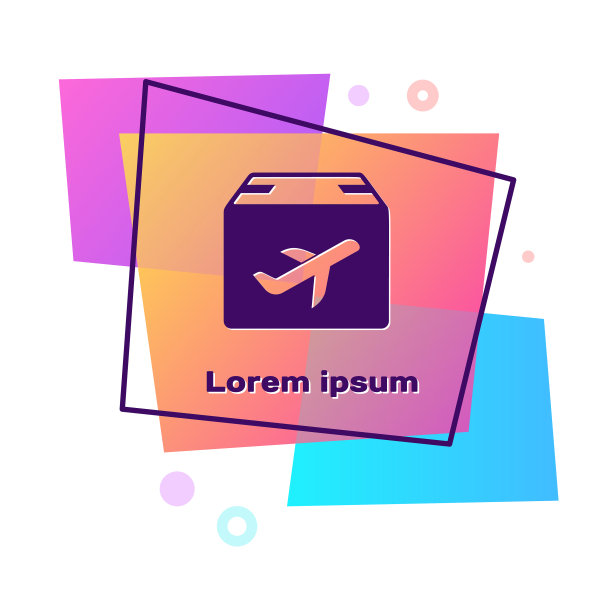 紫色飞机和纸板箱图标隔离在一起图片下载