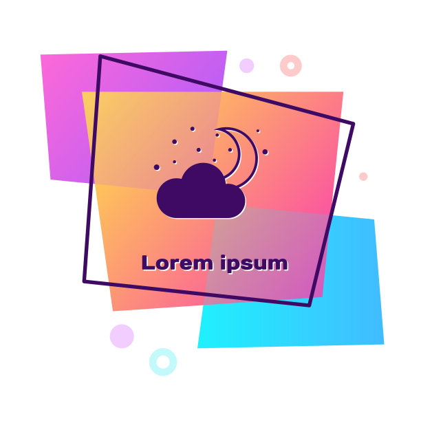 紫色云与月亮和星星的图标孤立图片下载