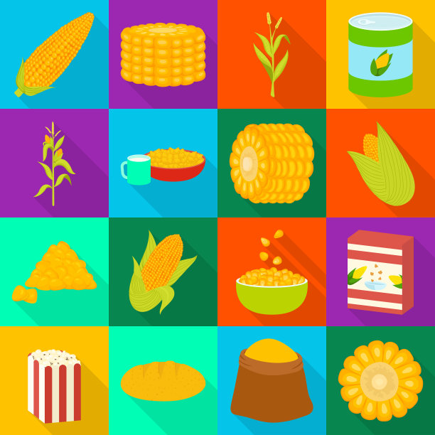 设计玉米田和蔬菜图标图片下载