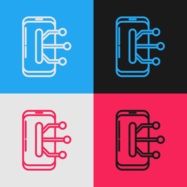 彩色线智能手机手机图标孤立图片下载