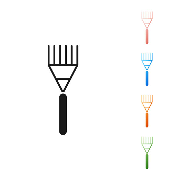 黑色花园耙图标孤立在白色图片下载