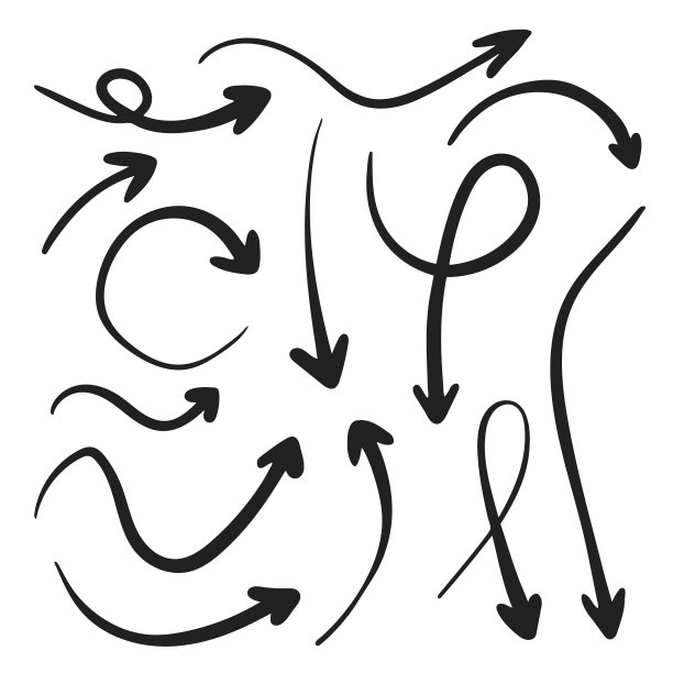 孤立的手绘箭头设置为白色图片下载