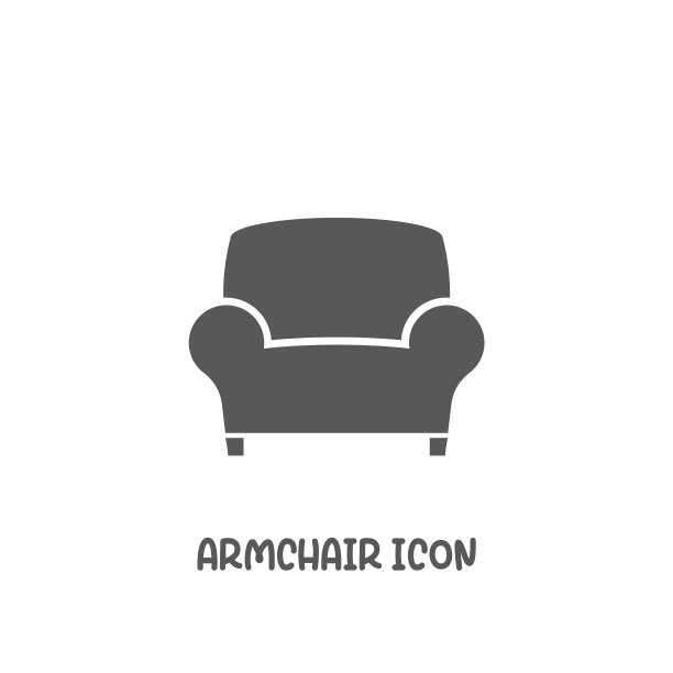 扶手椅图标简单的平面风格图片下载