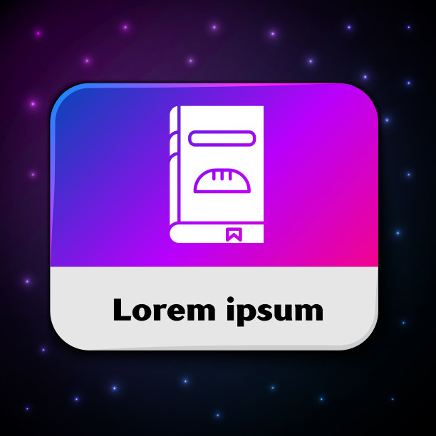 白色食谱图标孤立在黑色背景图片下载