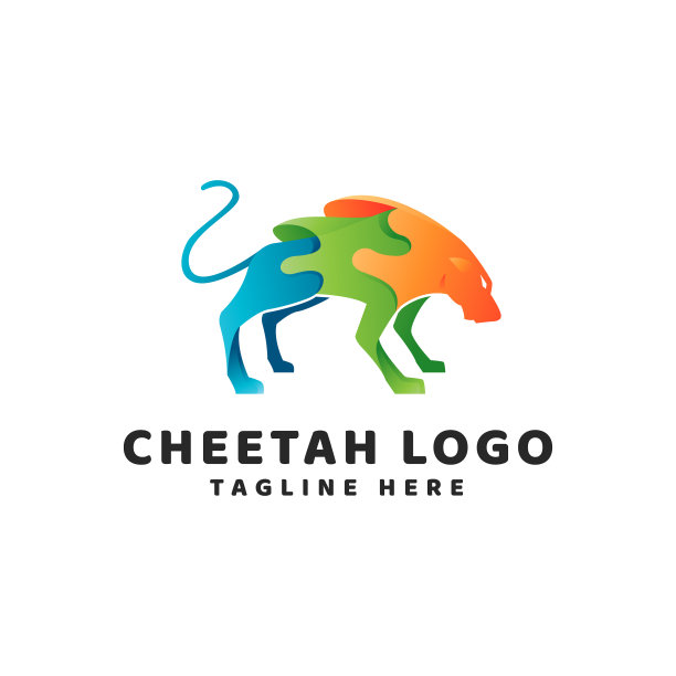 老虎猎豹渐变现代标志图片下载