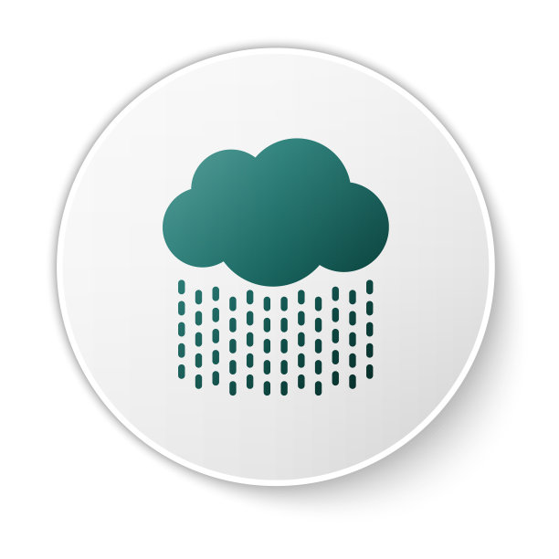 绿色的云与雨的图标孤立在白色图片下载