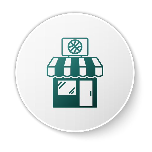 绿色体育商店和篮球图标图片下载