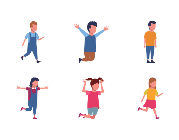 设置头像的孩子有有趣的图标平面设计图片下载