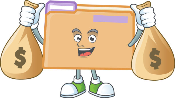 带有钱袋的文件夹，用于保存文件图片下载