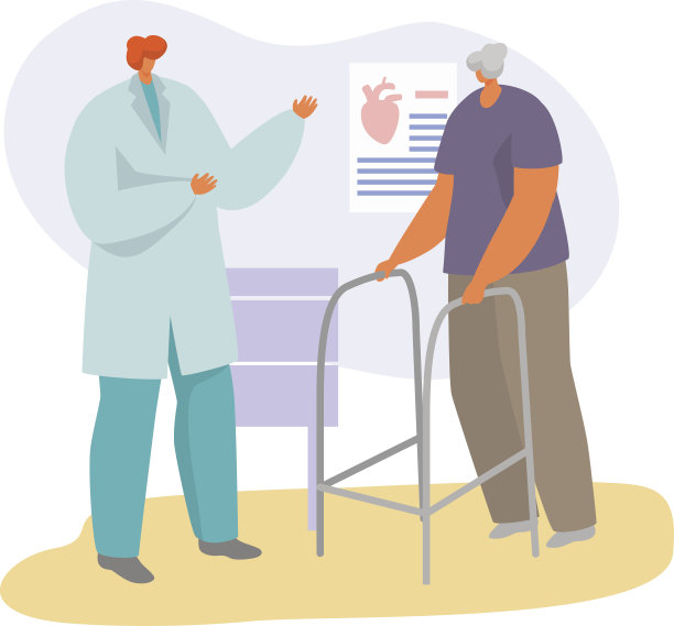 病人对医生的预约矢量插图，卡通扁平的高级人物来访心脏病专家，老年保健孤立上白图片下载