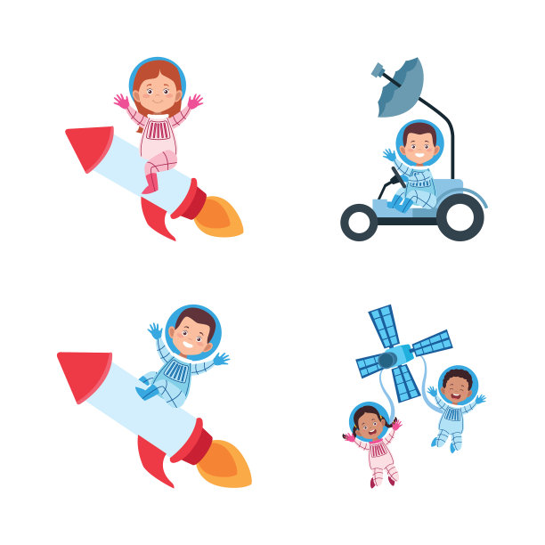 图标设置卡通宇航员上太空飞行器图片下载