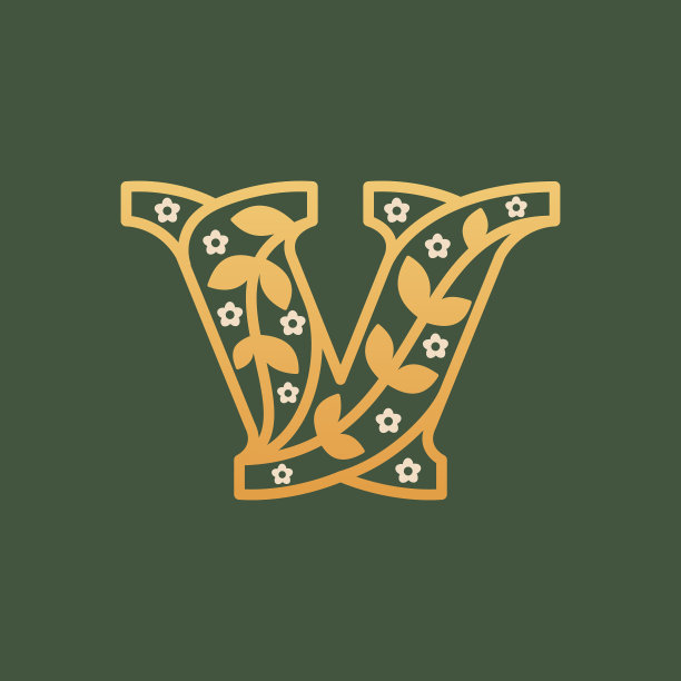 V字组成的花卉图案标志图片下载