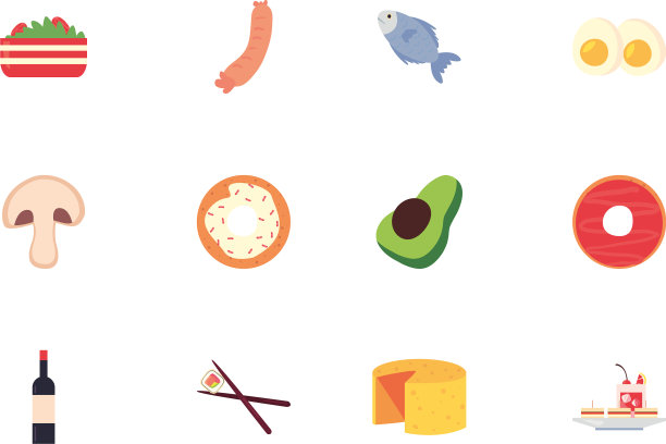 食品和饮料图标套装设计图片下载