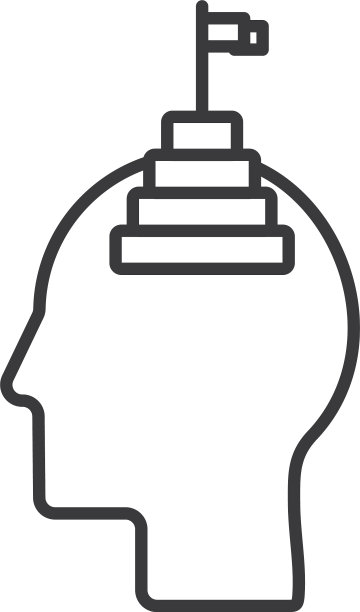 人的侧面头像与成功的旗帜图标图片下载